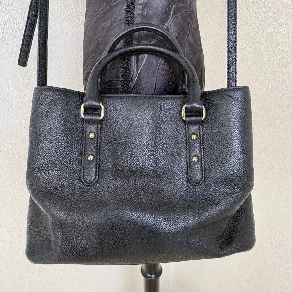 Kate Spade Larchmont Avenue Evangelie 100% Cow Leather Satchel Black Luxury